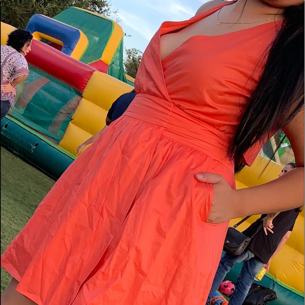 Peach color short dress
